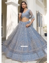 Blue Net Lehenga Choli With Embroidered Sequins And Thread Work
