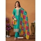 Green Chinnon Silk Designer Salwar Suit