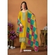 Yellow Chinnon Silk Designer Salwar Suit