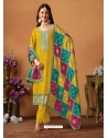 Yellow Chinnon Silk Designer Salwar Suit