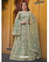 Heavy Worked Butterfly Net Designer Salwar Suit In Green