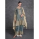 Grey Embroidered Organza Silk Designer Suit