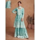 Sky Blue Heavy Worked Chinnon Trendy Salwar Suit