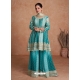 Chinnon Embroidered Party Wear Palazzo Suit In Turquoise