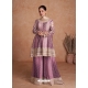 Wine Chinnon Embroidered Party Wear Palazzo Suit