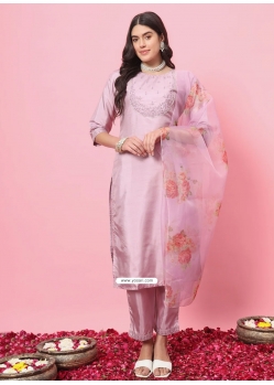Pink Silk Blend Salwar Suit
