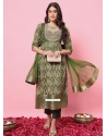 Green Embroidered Work Cotton Silk Readymade Salwar Suit