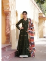 Green Zari Thread And Embroidery Worked Gown With Dupatta