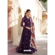 Purple Zari Thread And Embroidery Worked Gown With Dupatta