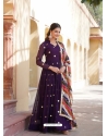 Purple Zari Thread And Embroidery Worked Gown With Dupatta