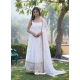 Heavy Faux Blooming Party Wear Gown With Dupatta In White