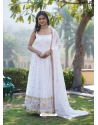 Heavy Faux Blooming Party Wear Gown With Dupatta In White