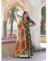 Green Embroidery Sequins Worked Designer Gown With Dupatta