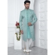 Jacqurad Silk Designer Indowestern Sherwani In Turquoise For Men