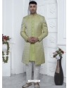 Jacqurad Silk Designer Green Indowestern Sherwani