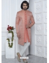 Jacqurad Silk Designer Indowestern Sherwani In Peach