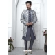 Jacqurad Silk Designer Indowestern Sherwani In Grey