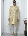 Jacqurad Silk Designer Indowestern Sherwani In Beige