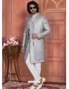Men's Grey Art Silk Trendy Indo Western Sherwani