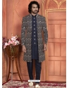 Blue Art Silk Indo Western Sherwani