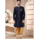 Blue Silk Lace Worked Indo Western Sherwani