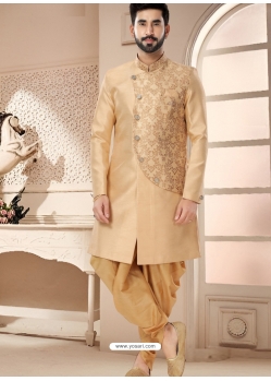 Gold Silk Indo Western Sherwani