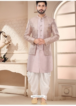 Pink Silk Indo Western Sherwani For Mens