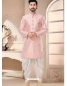 Pink Silk Indo Western Sherwani With Patch Work