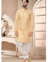 Stylish Yellow Jacquard Indo Western Sherwani