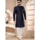 Navy Blue Jacquard Indo Western Sherwani