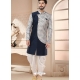 Silk Zari Embroidered Indo Western Sherwani In Blue