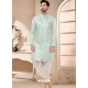 Aqua Blue Designer Jacquard Indo Western Sherwani