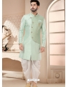 Sea Green Silk Designer Indo Western Sherwani