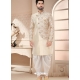 Cream Zari Emrboidered Designer Silk Indo Western Sherwani