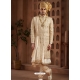 Royal Look Beige Art Silk Hand Worked Wedding Sherwani