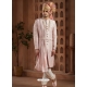 Pink Art Silk Hand Worked Wedding Sherwani