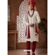 Cream And Maroon Embroidered Art Silk Wedding Sherwani