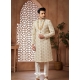 Royal Cream Embroidered Art Silk Hand Worked Sherwani