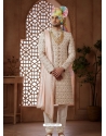 Pink Embroidered Art Silk Hand Worked Wedding Sherwani