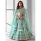 Embroidered And Sequins Work Organza Lehenga Choli In Aqua Blue