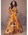 Crepe Silk Readymade Salwar Suit With Embroidered And Print Work