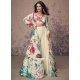 Fantastic Cream Crepe Silk Salwar Suit With Embroidered And Print Work