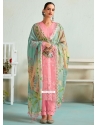 Pink Muslin Embroidered And Resham Work Trendy Suit