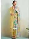 Yellow Muslin Trendy Suit With Embroidered And Resham Work For Ceremonial