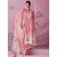 Pink Muslin Embroidered And Print Work Salwar Suit For Ceremonial