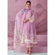 Lavender Muslin Embroidered And Print Work Salwar Suit