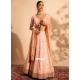 Thread And Sequins Work Georgette Lehenga Choli In Peach