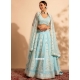 Aqua Blue Georgette Sequins And Thread Work Readymade Lehenga Choli