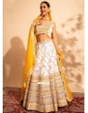 White Georgette Sequins And Thread Work Lehenga Choli