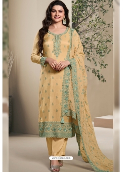 Cream Classic Dola Silk Designer Salwar Suit